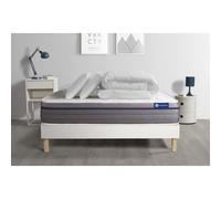 Pack prêt a dormir matelas Latex + Memoire de forme ACTILATEX ZEN 140x190 cm + sommier KIT blanc + 2 oreillers + couette