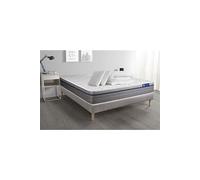 Actisom Pack 200x200 ACTILATEX ZEN matelas latex-mémoire sommier kit gris 2 oreillers couette