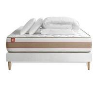 Pack prêt à dormir matelas LE DÉLICAT 140x190 Ressorts ensachés et Mémoire de forme + sommier Blanc + 2 oreillers + couette G