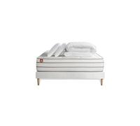 Pack prêt à dormir matelas LE DOUILLET 140x190cm Mémoire de forme BioVisco + sommier Blanc + 2 oreillers + couette 240x220