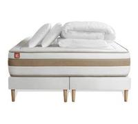 Pack prêt à dormir matelas LE RAFFINÉ 200x200cm Ressorts ensachés + Mémoire de forme BioVisco + double sommiers Blanc G