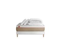 Pack prêt à dormir matelas LE SOYEUX 140x200cm Ressorts ensachés + Mémoire de forme BioVisco + sommier kit Blanc