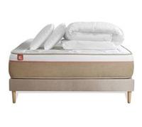 Pack prêt à dormir matelas LE SOYEUX 160x200cm Ressorts ensachés + Mémoire de forme BioVisco + sommier Beige G