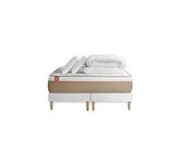 Pack prêt à dormir matelas LE SOYEUX 200x200cm Ressorts ensachés + Mémoire de forme BioVisco + double sommiers Blanc