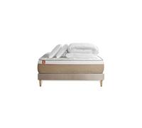 Pack prêt à dormir matelas LE SOYEUX 200x200cm Ressorts ensachés + Mémoire de forme BioVisco + sommier kit Beige