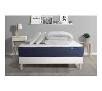 Pack prêt a dormir matelas Memoire de forme ACTIMEMO SLEEP 140x190 5zones confort + sommier KIT blanc + 2 oreillers + couette