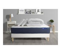 Pack prêt a dormir matelas Memoire de forme ACTIMEMO SLEEP 140x190 5zones confort + sommier KIT blanc + 2 oreillers + couette