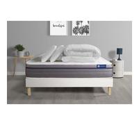 Pack prêt a dormir matelas Memoire de forme ACTIMEMO ZEN 140x200 7zones de confort + sommier KIT blanc + 2 oreillers +couette