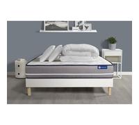 Pack prêt a dormir matelas Ressorts ensaches ACTIFLEX PUR 160x200 3zones de confort + sommier KIT blanc + 2 oreillers+couette