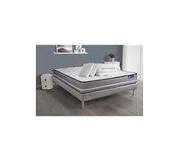 Pack prêt à dormir matelas Ressorts ensachés ACTIFLEX PUR 180x200 3zones de confort + sommier KIT gris + 2 oreillers+couette