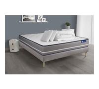 Pack prêt à dormir matelas Ressorts ensachés ACTIFLEX PUR 180x200 3zones de confort + sommier KIT gris + 2 oreillers+couette G