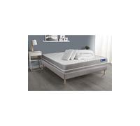 Pack prêt à dormir matelas Ressorts ensachés ACTIFLEX TOUCH 160x200 3zones confort + sommier KIT gris + 2 oreillers +couette