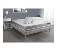 Pack prêt a dormir matelas Ressorts ensaches ACTIFLEX TOUCH 180x200 3zones confort + sommier KIT gris + 2 oreillers +couette