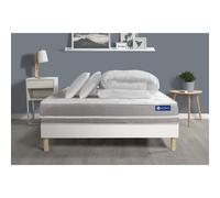 Pack prêt a dormir matelas Ressorts ensaches ACTIFLEX TOUCH 200x200 3zones confort + sommier KIT blanc + 2 oreillers +couette
