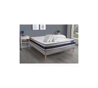 Pack prêt a dormir matelas Ressorts ensaches + Memoire de forme ACTIFLEX ERGO 160x200 + sommier KIT gris +2oreillers+couette