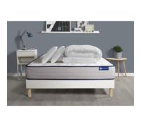 Pack prêt a dormir matelas Ressorts ensaches + Memoire de forme ACTIFLEX FORM 140x190 + sommier KIT blanc +2oreillers+couette