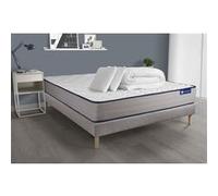 Pack prêt a dormir matelas Ressorts ensaches + Memoire de forme ACTIFLEX FORM 160x200 + sommier KIT gris +2oreillers+couette