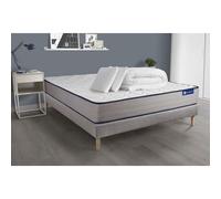 Pack prêt a dormir matelas Ressorts ensaches + Memoire de forme ACTIFLEX FORM 180x200 + sommier KIT gris +2oreillers+couette