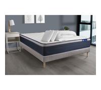 Pack prêt a dormir matelas Ressorts ensaches+Memoire de forme ACTIFLEX MAX 140x190cm + sommier KIT gris + 2oreillers+couette