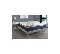 Pack lit complet 160x200 cm - Matelas + Sommier Gris (en kit) + 2 oreillers + Couette - Actiflex Max