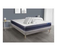 Pack prêt a dormir matelas Ressorts ensaches+Memoire de forme ACTIFLEX MORPHO 180x200 + sommier KIT gris +2oreillers+couette