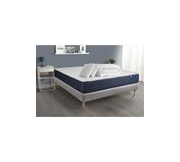 Pack prêt a dormir matelas Ressorts ensaches + Memoire de forme ACTIFLEX SLEEP 160x200 + sommier KIT gris +2oreillers+couette