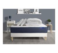 Pack prêt à dormir matelas Ressorts ensachés + Mémoire de forme ACTIFLEX SLEEP 180x200 + sommier KIT blanc +2oreillers+couette