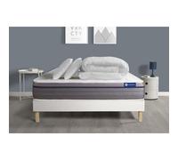 Pack prêt a dormir matelas Ressorts ensaches+Memoire de forme ACTIFLEX ZEN 140x200 + sommier KIT blanc + 2 oreillers +couette