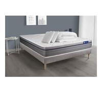 Pack prêt a dormir matelas Ressorts ensaches+Memoire de forme ACTIFLEX ZEN 160x200 + sommier KIT gris + 2 oreillers +couette