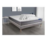 Pack prêt à dormir matelas Ressorts ensachés+Mémoire de forme ACTIFLEX ZEN 200x200 + sommier KIT gris + 2 oreillers +couette