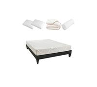 OLYMPE LITERIE - Pack Prêt à dormir POSEIDON 140x200 cm - Matelas Mémoire de forme + Sommier + Accessoires G