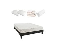 OLYMPE LITERIE - Pack Prêt à dormir POSEIDON 160x200 cm - Matelas Mémoire de forme + Sommier + Accessoires G