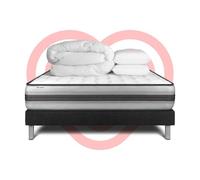 Pack lit complet - Matelas 140x190 cm + Sommier tapissier à lattes (en kit) + 2 oreillers + Couette - Vitalpower Recover G