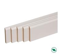 Pack promotionnel de 5 plinthes médium (mdf) revetu blanc bord arrondi 2000 x 68 x 9 mm - PEFC 70% . FORESTEA Dimensions : 2000 mm