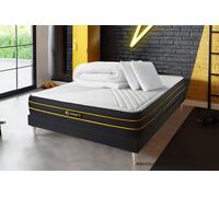 Pack prt dormir ULTRA 180 x 200 cm Sommier Kit NOIR - 26cm - Mmoire de forme et micro ressorts ensachs - Moelleux - Sommier kit Noir