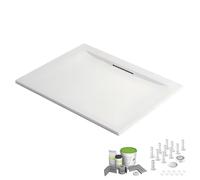 Pack receveur de douche 140 x 80 JACOB DELAFON Flight Pure rectangle blanc + Kit d'étanchéité WEDI + Pieds