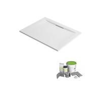Pack receveur de douche antidérapant 90 x 90 Flight Pure carré blanc + Kit d'étanchéité WEDI + Pieds