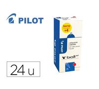 Pack roller pilot v-ball pointe conique 0.7 mm avec regulateur d encre 16 + 4 offerts coloris rouge