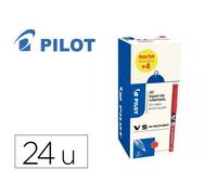 Pack roller pilot v5 pointe aiguille 0.5 mm avec regulateur d encre 16 + 4 offerts coloris rouge