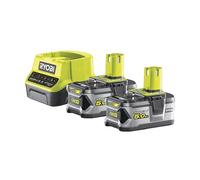 Pack RYOBI 5133003364 : 2 Batteries 18V One+ 5.0Ah LithiumPlus + Chargeur Rapide 2.0Ah RC18120-250 - Autonomie Élevée, Indicateurs LED, Protection Surcharge et Surchauffe !