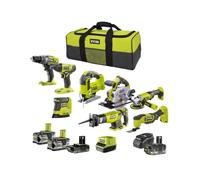 Pack RYOBI Combo 8 outils - 4 batteries (2 x 5,0Ah, 1 x 4,0Ah et 1 x 2,0Ah) - 2 chargeurs