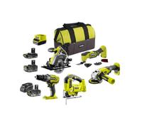 Pack RYOBI complet 5 outils - 2 batteries 4.0Ah et 1 batterie 2.0Ah - 2 chargeurs
