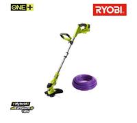 Pack RYOBI coupe bordures hybride 18V One+ - 1 batterie 2.5Ah LithiumPlus - 1 chargeur rapide - bobine fil rond 15m diamètre 1.6mm violet universel