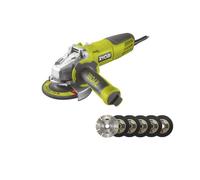 Pack RYOBI Meuleuse d'angle 1010W 125mm RAG1010-125SF - Kit 6 disques 125 mm