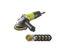 Pack RYOBI meuleuse d'angle 800W 125mm - 7 disque diamant et à tronçonner 125 mm