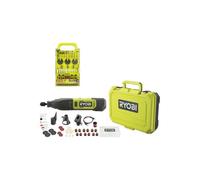 Pack RYOBI - Mini-outil multifonction RRT12-120BA3/35 - 12V - 1 Batterie 2.0Ah - 1 Câble USB C - 35 Accessoires - Kit de 155 accessoires - RAKRT155