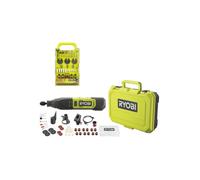 Pack RYOBI - Mini-outil multifonction RRT12-120BA3/35-12V - 1 Batterie 2.0Ah - 1 Câble USB C - 35 Accessoires - Kit de 155 accessoires - RAKRT155