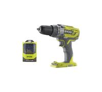Pack RYOBI - Perceuse à percussion R18PD3-0 - 18V One+ sans batterie ni chargeur - Coffret 46 accessoires mixtes RAK46MIX