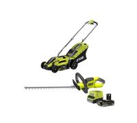 Pack RYOBI Tondeuse électrique 1300W 33cm RLM13E33S - Taille-haies 18V One+ OHT1845 - Batterie 2 0Ah et chargeur