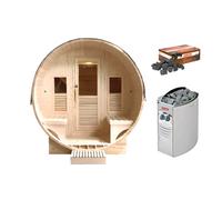 Pack Sauna Traditionnel d'extérieur Gaïa Luna France Sauna + poêle 8 kW et pierres (6 places)